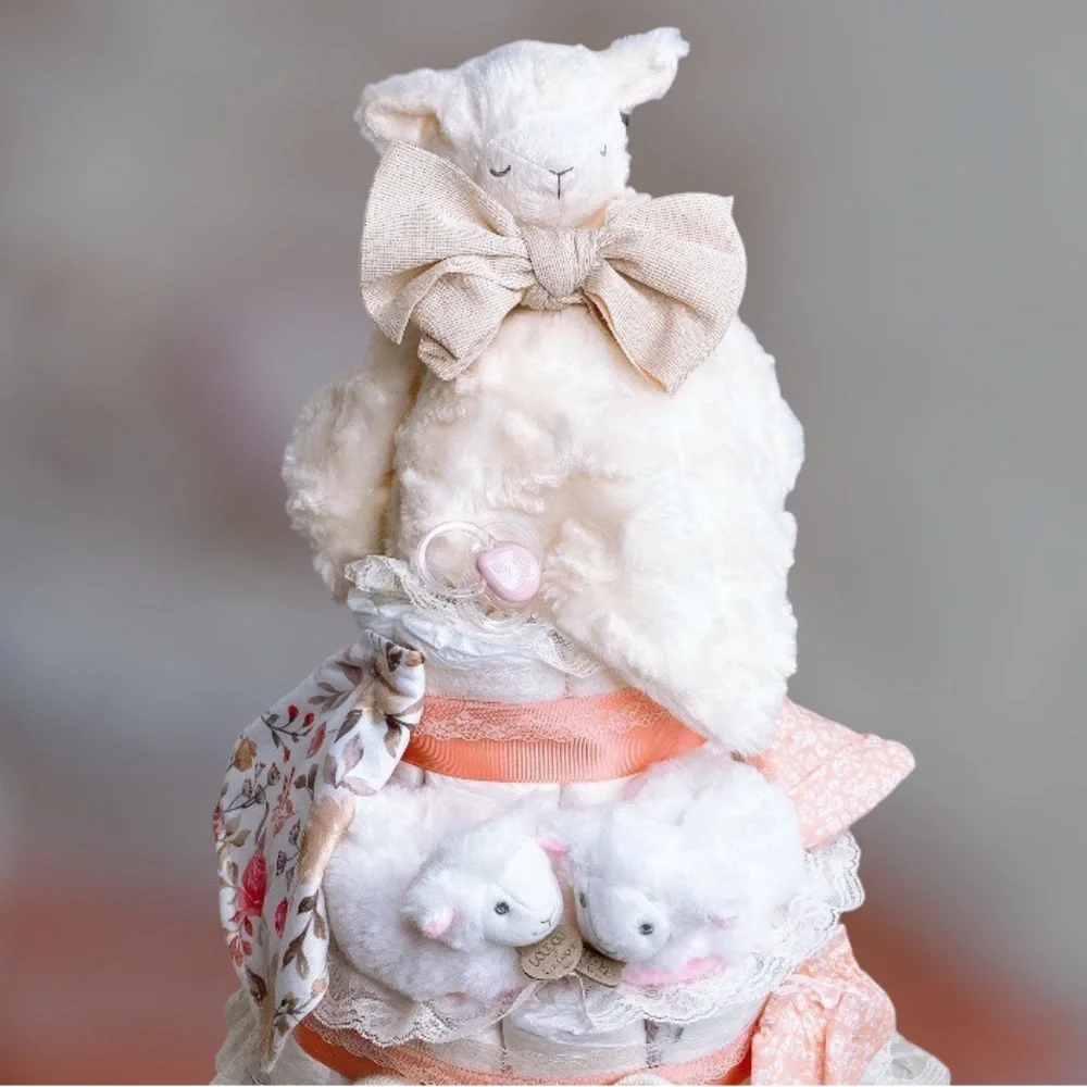Lamb Diaper Cake, Easter Baby Shower
